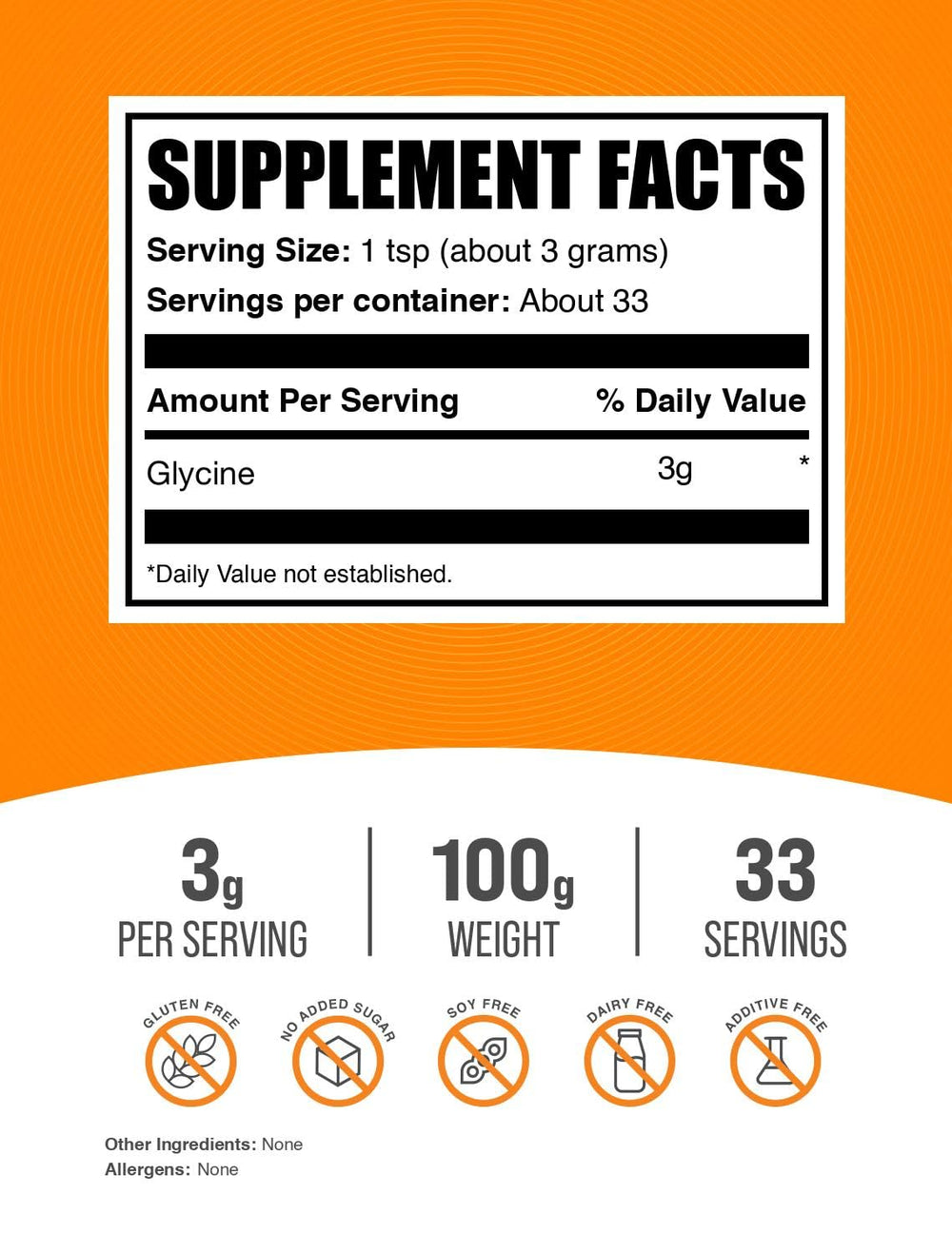 BulkSupplements Glycine powder, measuring spoon scene, easy dosing for flexible daily use.