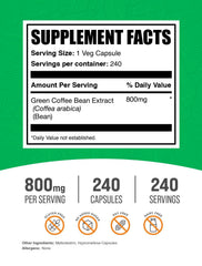BulkSupplements green coffee bean extract capsules bottle—energy support for the day