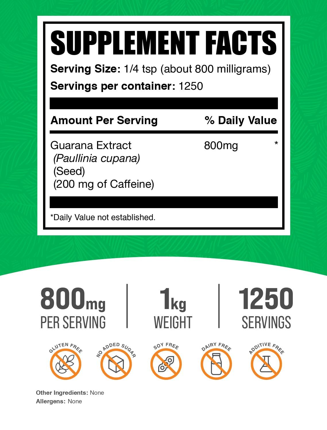 BulkSupplements Guarana Extract powder dispensing scoop for easy measurement