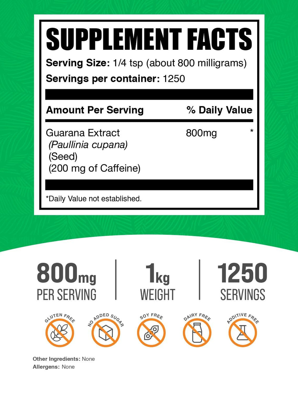 BulkSupplements Guarana Extract powder dispensing scoop for easy measurement
