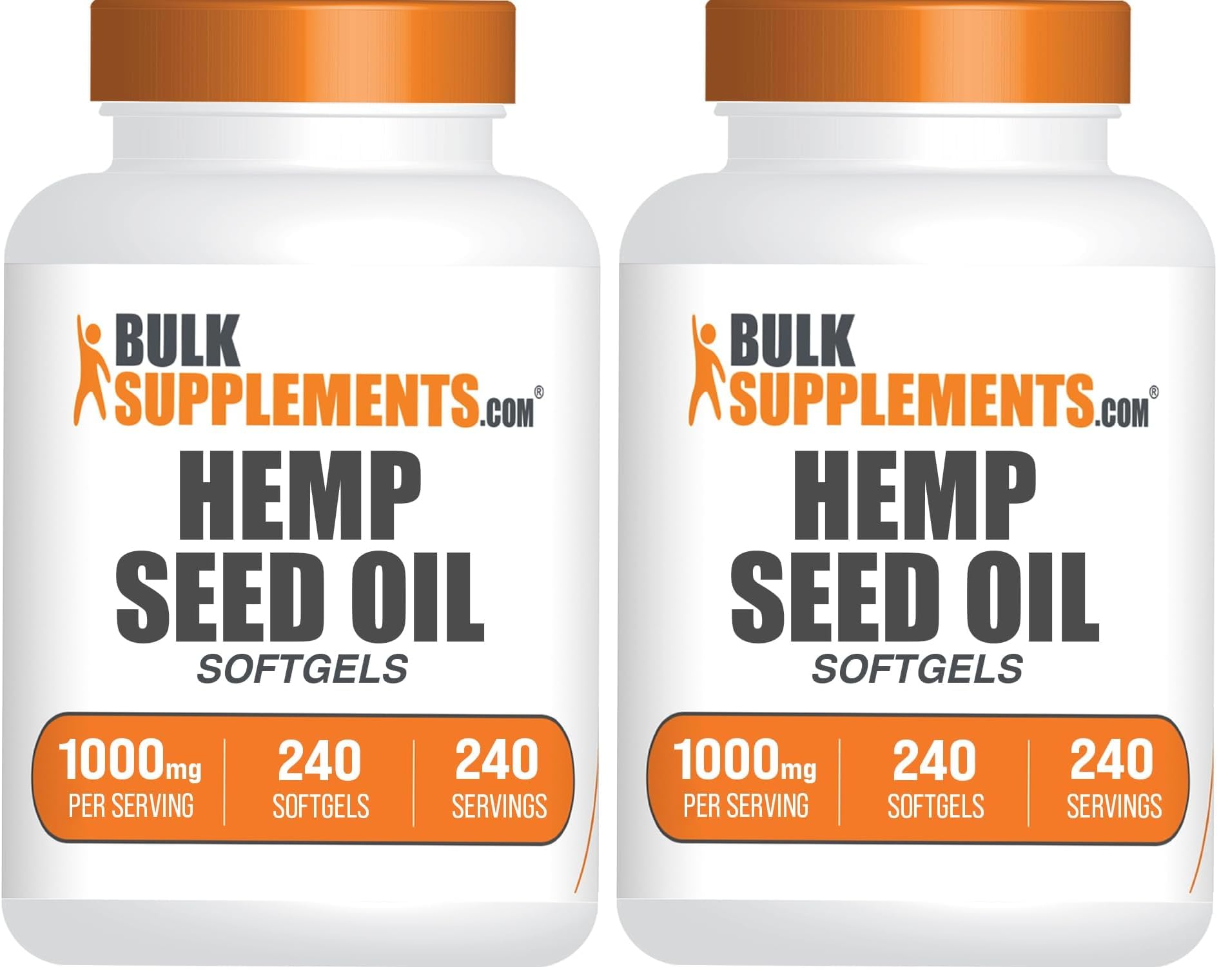 BulkSupplements Hemp Seed Oil Softgels bottle closeup showing quality and nutrients
