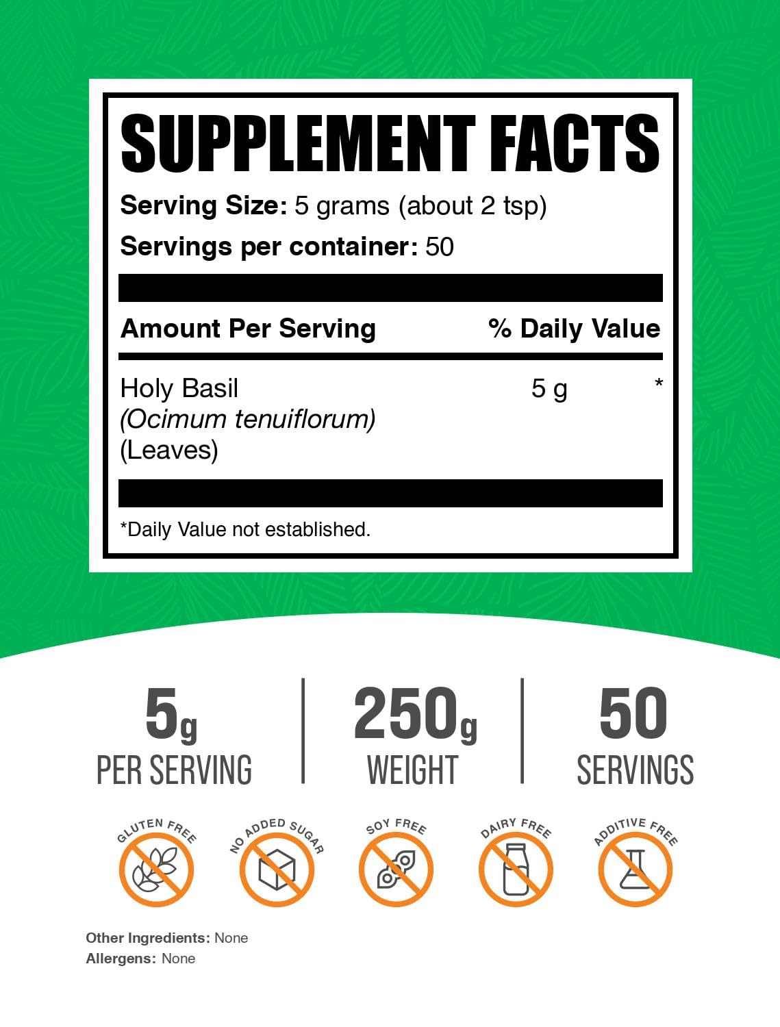 BulkSupplements Holy Basil powder jar ready for easy smoothie mixing