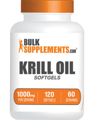 BulkSupplements krill oil 1000mg softgels bottle for daily omega-3 support
