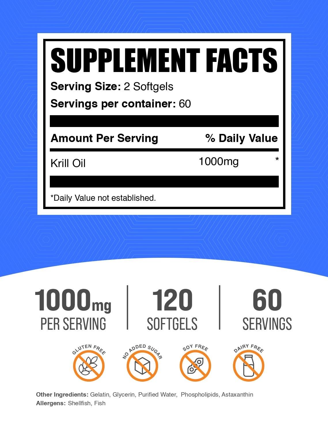 BulkSupplements krill oil softgels closeup showing small easy-to-swallow capsules