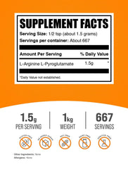 BulkSupplements L-Arginine L-Pyroglutamate serving scoop for precise dosing.