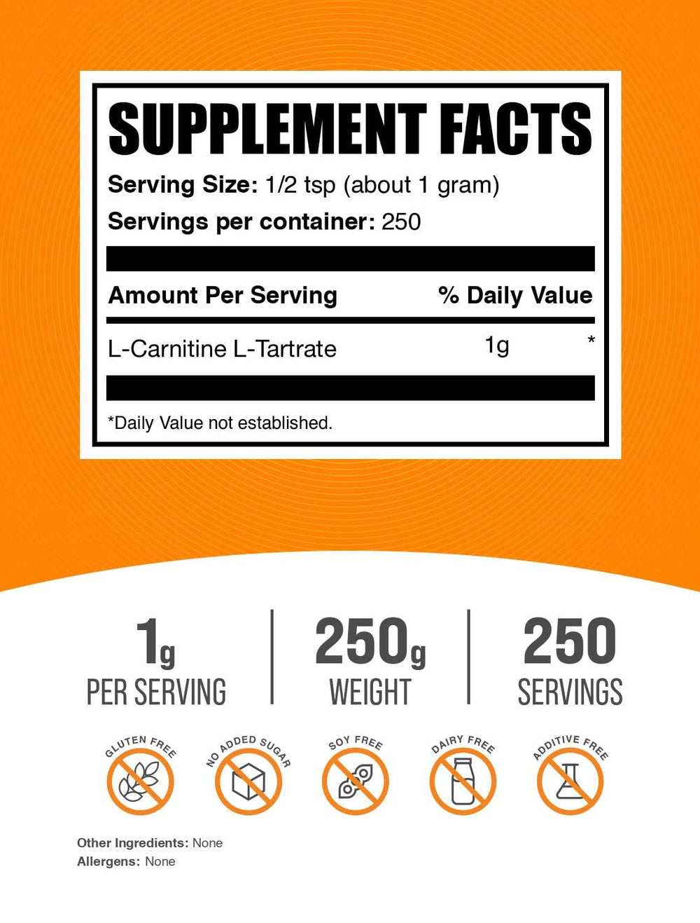 BulkSupplements L-Carnitine Tartrate serving scoop showing convenient dosing
