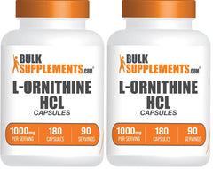 BulkSupplements L-Ornithine HCl capsules bottle front for daily active use.
