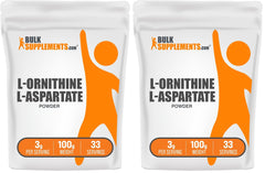 BulkSupplements L-Ornithine L-Aspartate powder bottle front, unflavored and easy to mix.