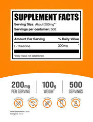 BulkSupplements L-Theanine powder unflavored bag blends easily into drinks