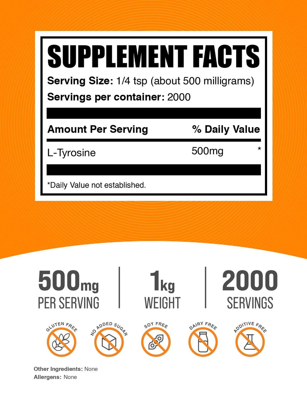 BulkSupplements L-Tyrosine measuring scoop for precise dosing and quick mixing.