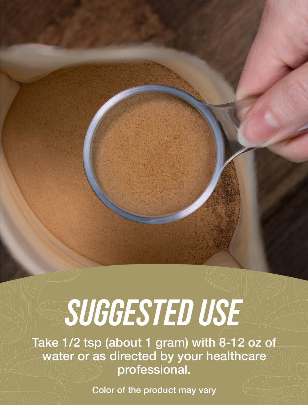 BulkSupplements Lions Mane Powder label highlighting organic source and weight