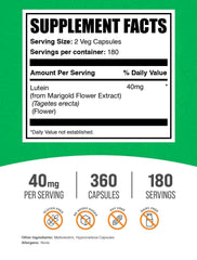 BulkSupplements Lutein capsules pour demonstrates easy dosing and on-the-go use.