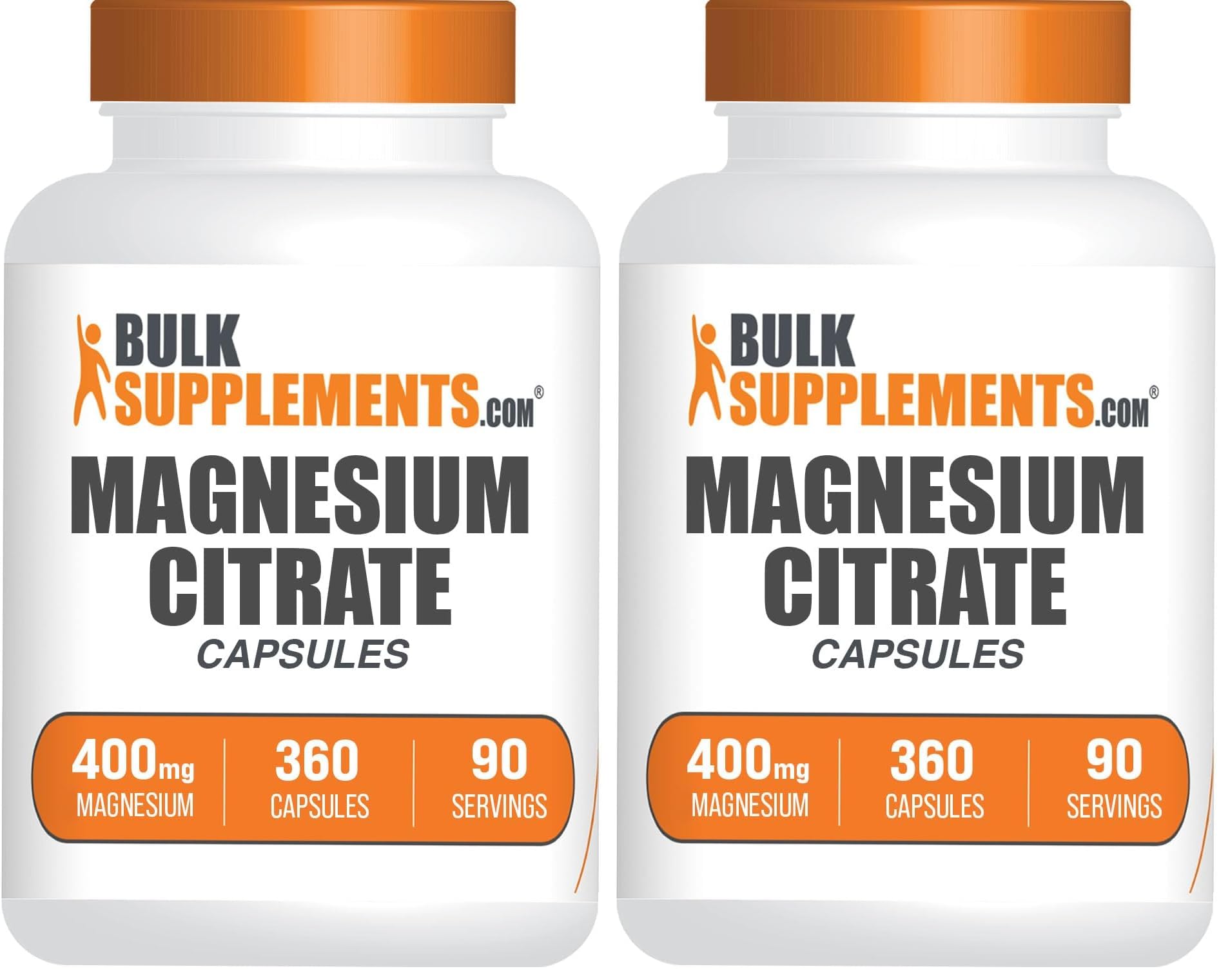 BulkSupplements magnesium citrate capsules bottle close-up, gluten-free daily wellness support