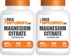 BulkSupplements magnesium citrate capsules bottle close-up, gluten-free daily wellness support