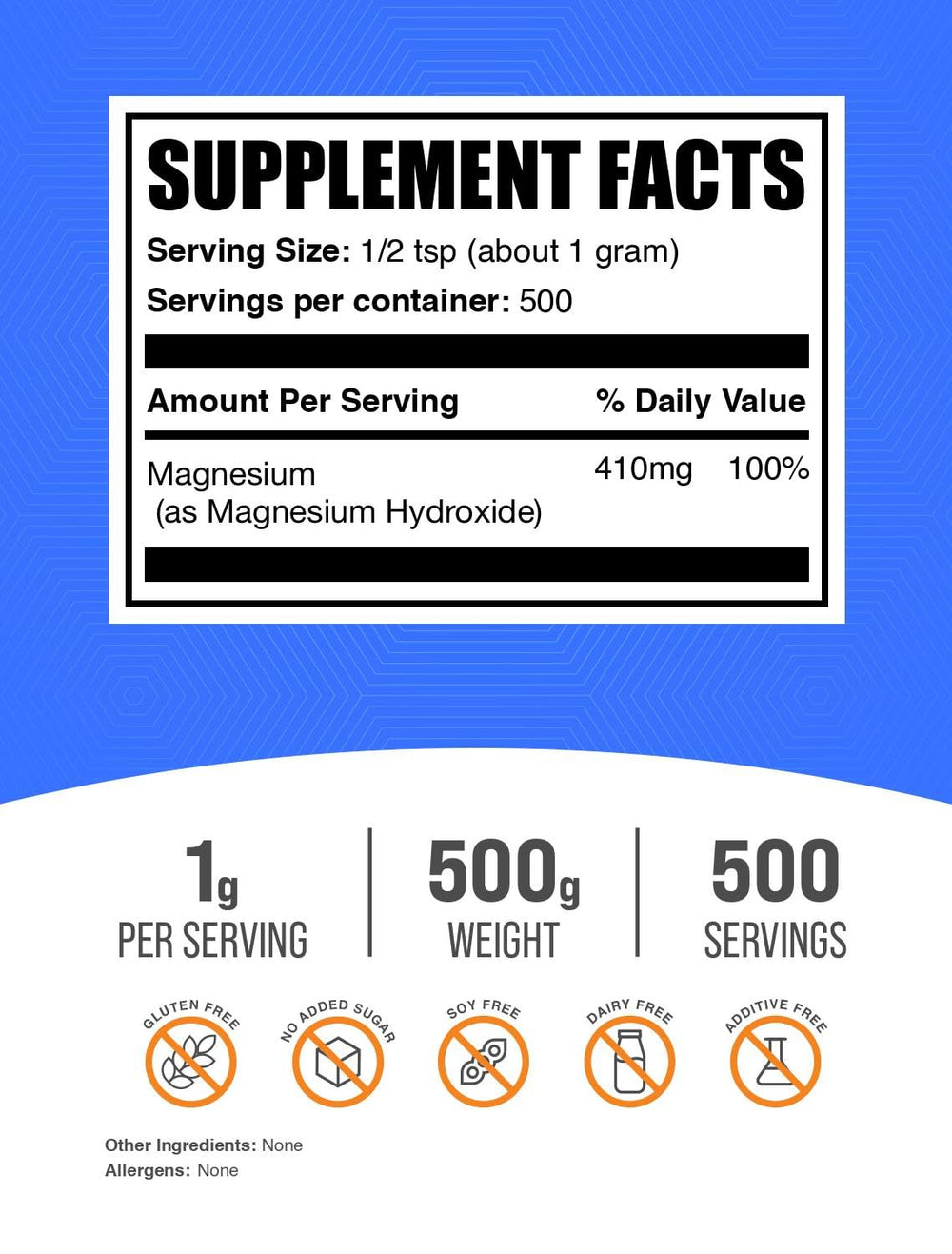 BulkSupplements Magnesium Hydroxide powder with measuring spoon for precise servings
