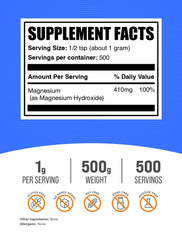 BulkSupplements Magnesium Hydroxide powder with measuring spoon for precise servings