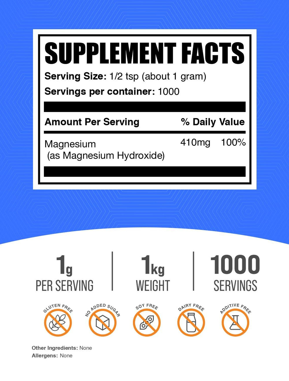 BulkSupplements Magnesium Hydroxide powder scoop for precise serving measurements.