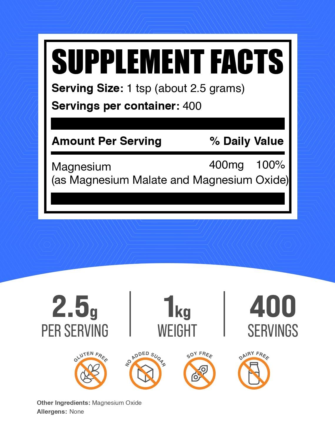 BulkSupplements magnesium malate powder scoop for precise measurement