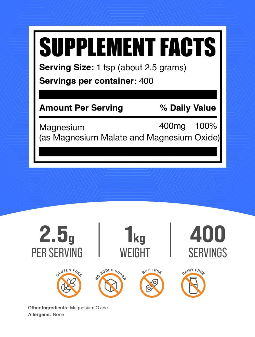 BulkSupplements magnesium malate powder scoop for precise measurement