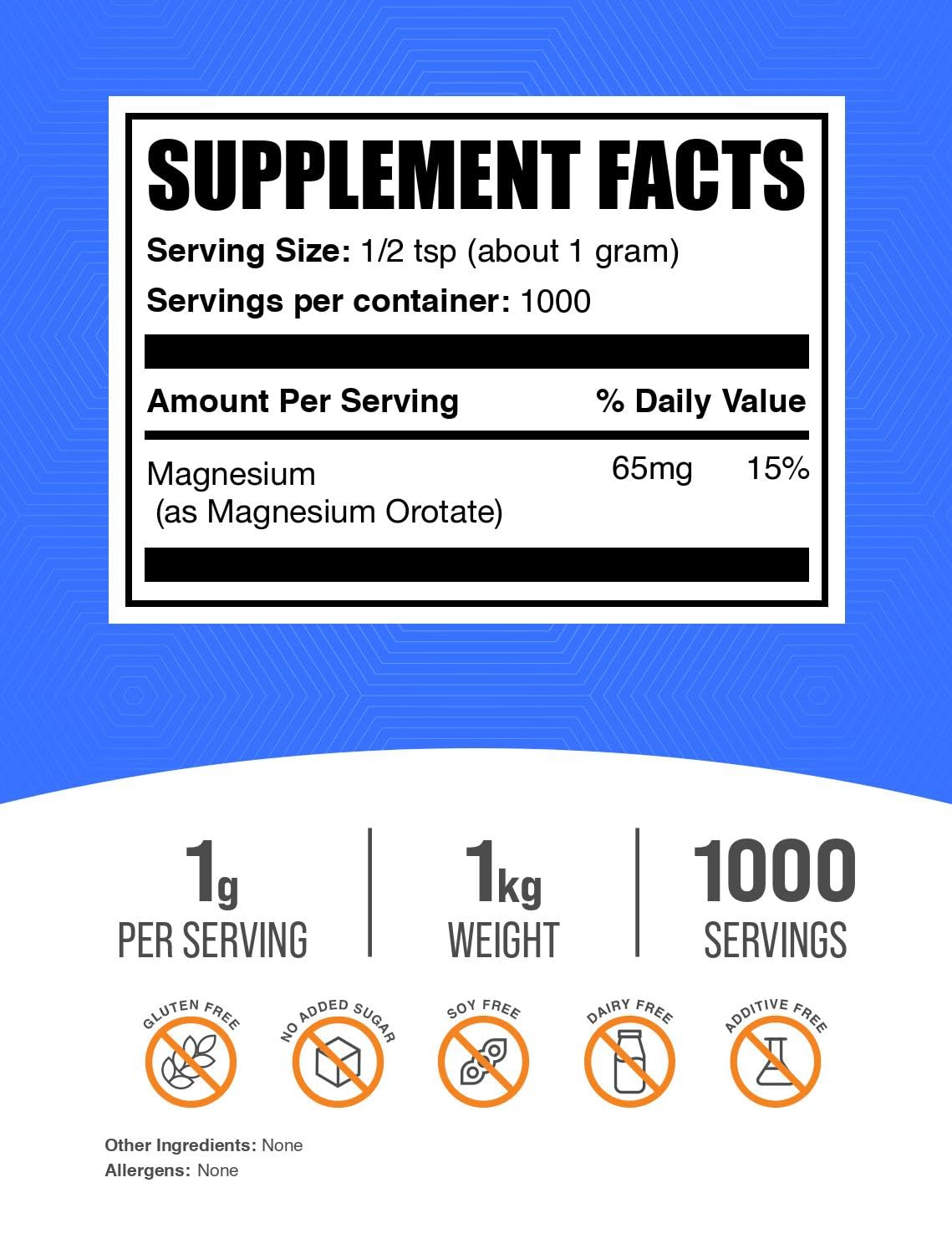 BulkSupplements Magnesium Orotate powder scoop aids precise daily dosing.
