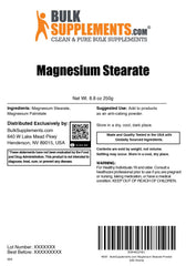 BulkSupplements Magnesium Stearate powder with a measuring scoop shows flowing agent use.