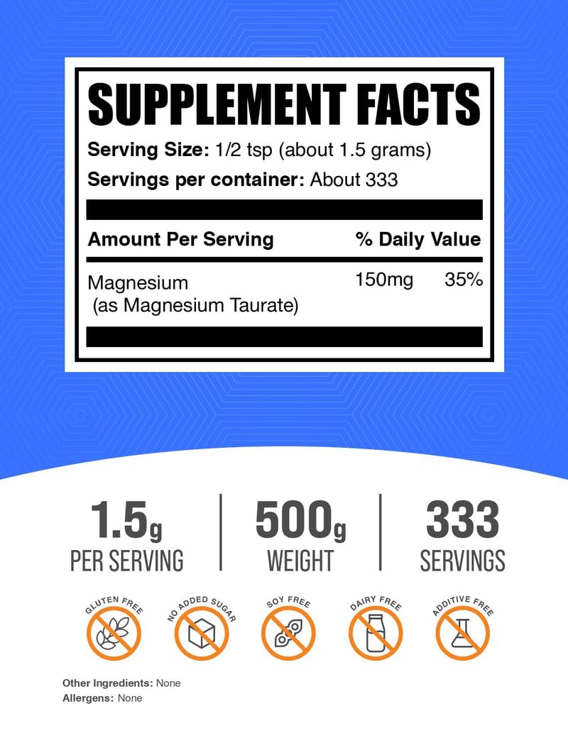 BulkSupplements Magnesium Taurate powder being poured for convenient daily use
