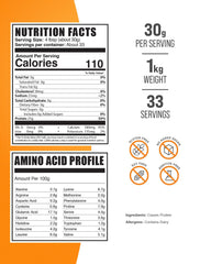 BulkSupplements micellar casein scoop showing powder, supports steady amino delivery overnight.