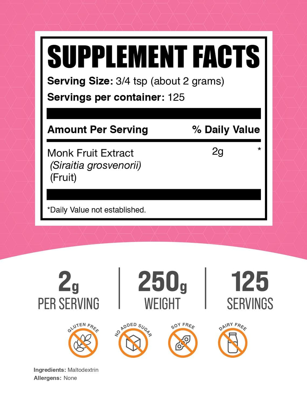 BulkSupplements Monk Fruit extract powder dispensing cap enables precise, mess-free dosing.