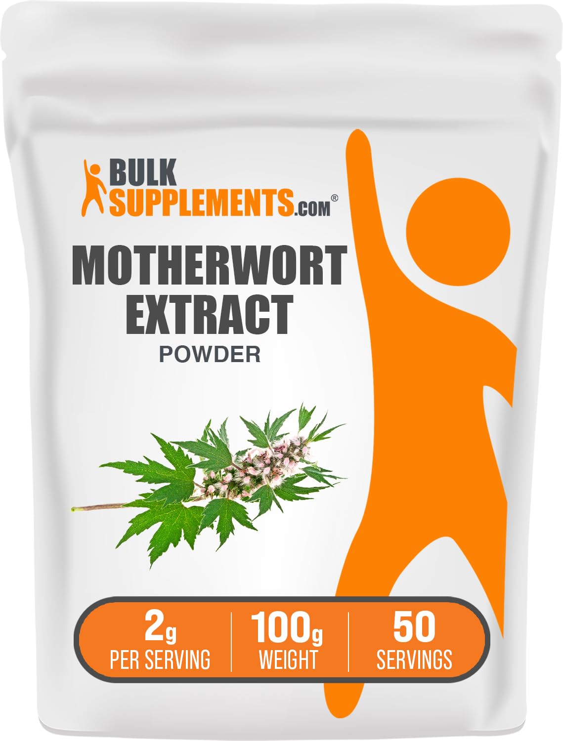 BulkSupplements Motherwort Extract powder bottle for easy daily herbal support.