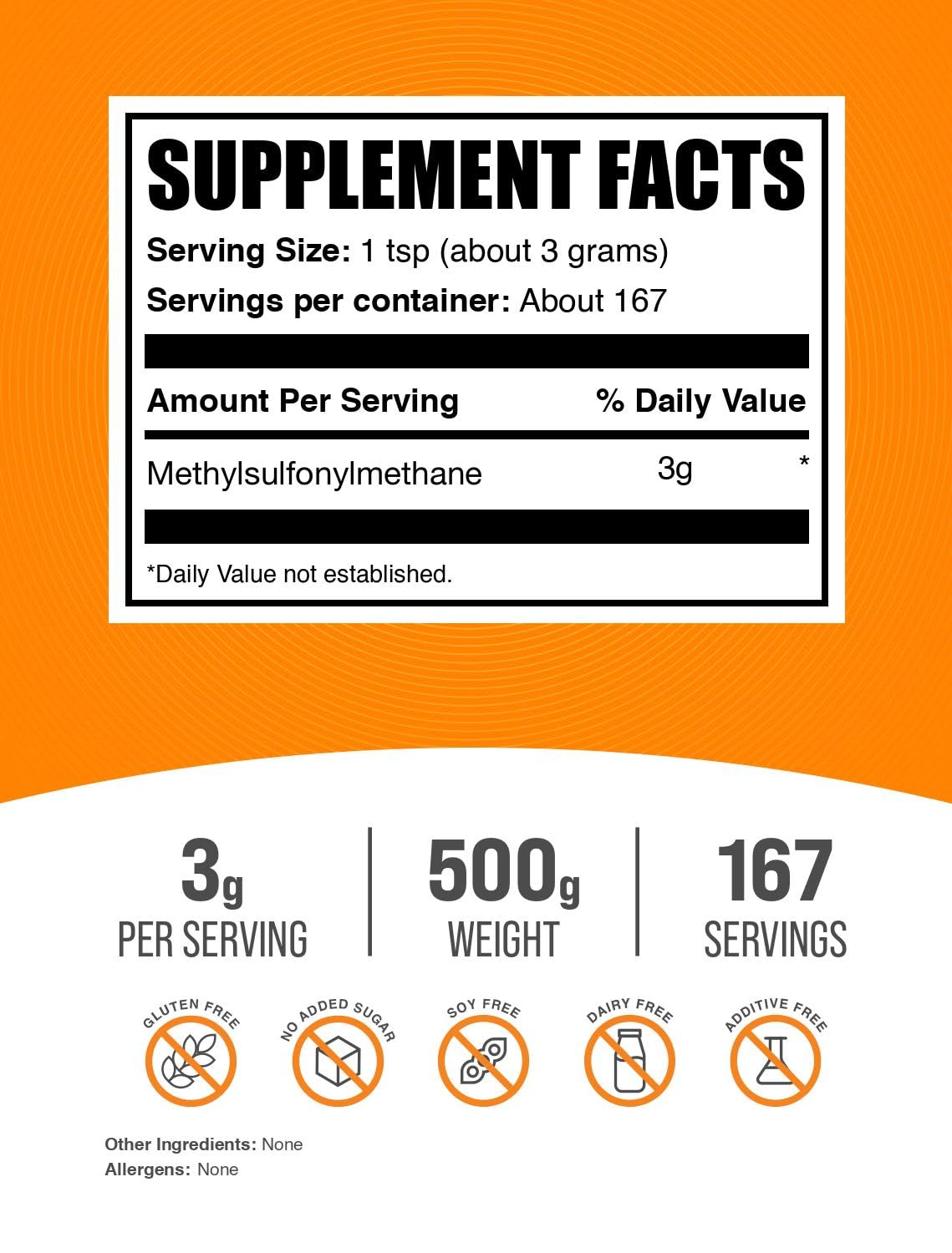 BulkSupplements MSM powder jar close-up for convenient daily use