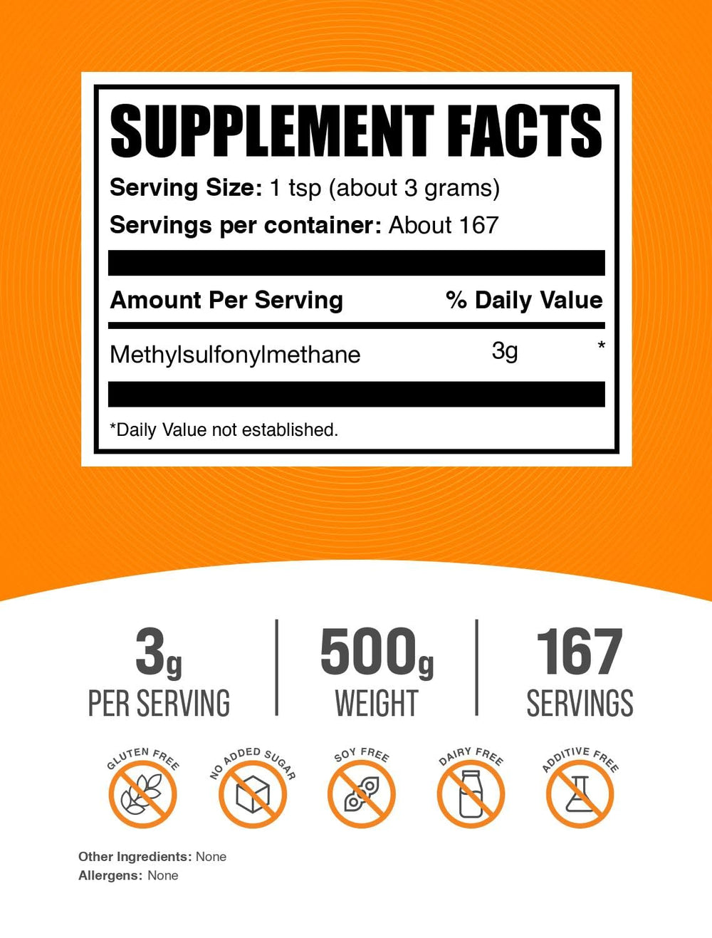BulkSupplements MSM powder jar close-up for convenient daily use