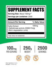 BulkSupplements nattokinase 2000 FU powder scoop for precise daily serving.