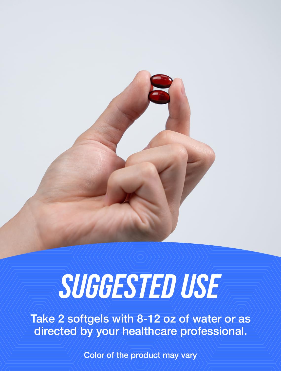 BulkSupplements krill oil softgels on white background emphasizing compact daily supplement