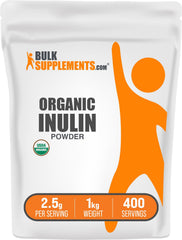 BulkSupplements Organic Inulin Powder bottle showing vegan soluble fiber option