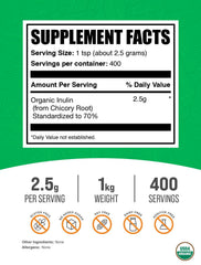 BulkSupplements Inulin Powder pouring spoon ready for easy serving