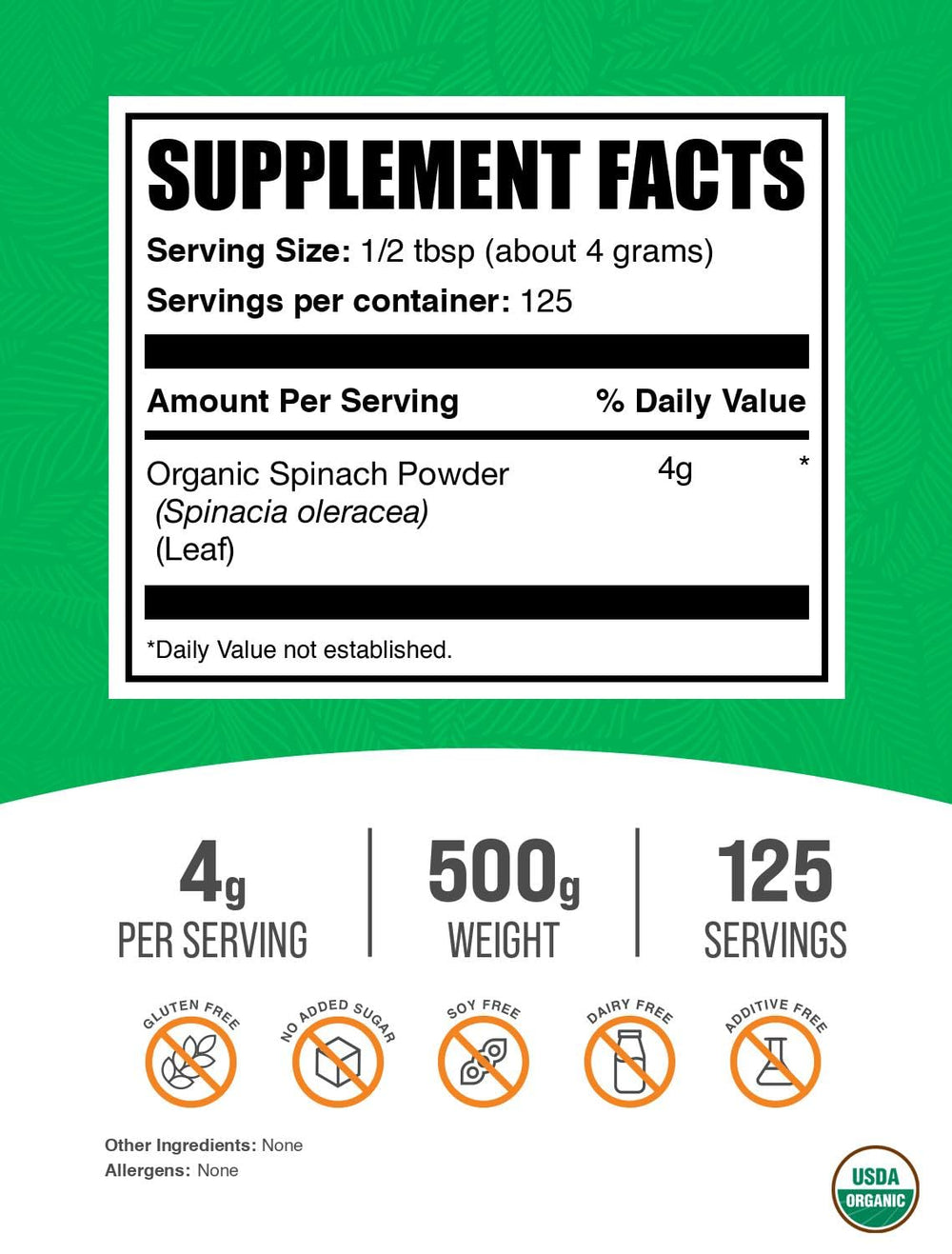 BulkSupplements Organic Spinach Powder dispensing scene highlights convenient daily use.