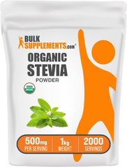 Bulksupplements Organic Stevia Powder in a jar for zero-calorie sweetness