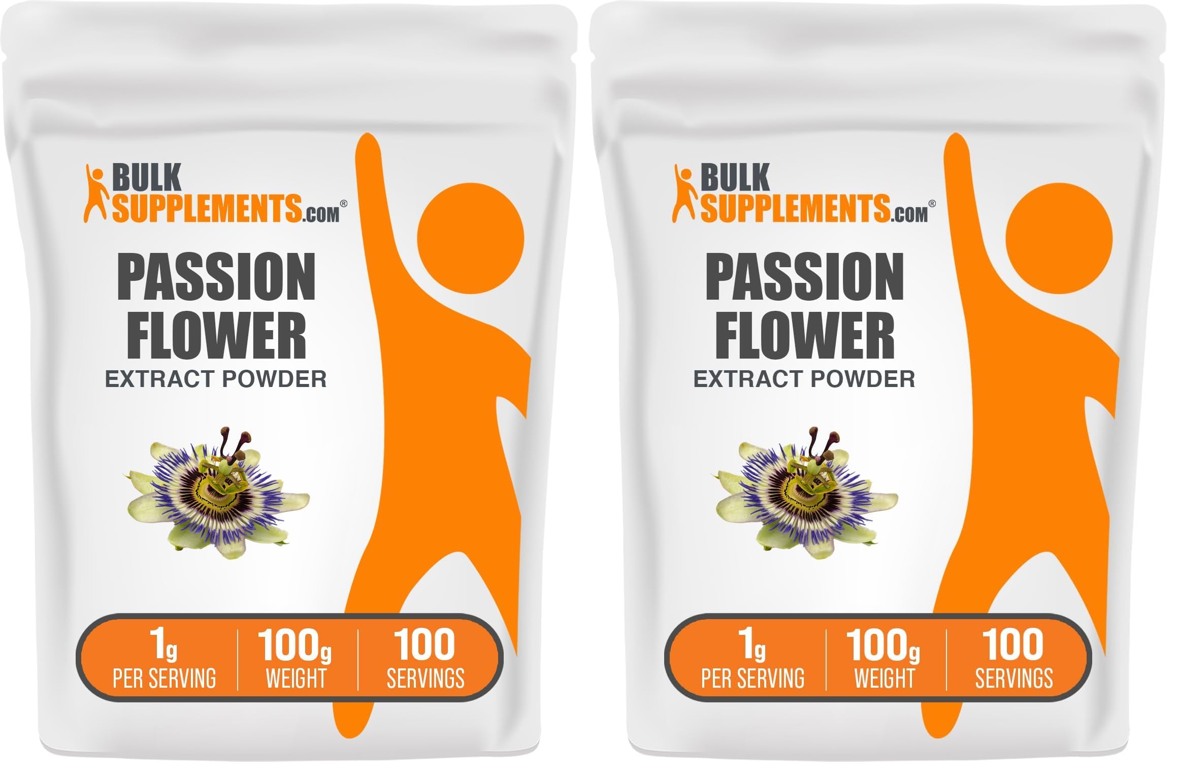 BulkSupplements passion flower extract powder bottle showing gluten-free herbal supplement