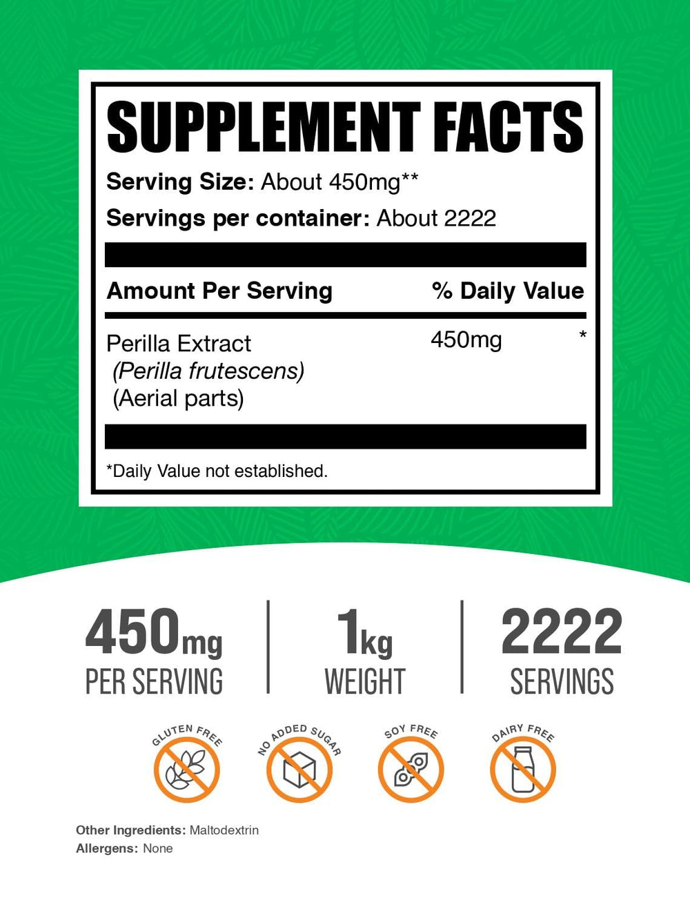 BulkSupplements Perilla Extract Powder bottle on table promoting easy daily supplementation