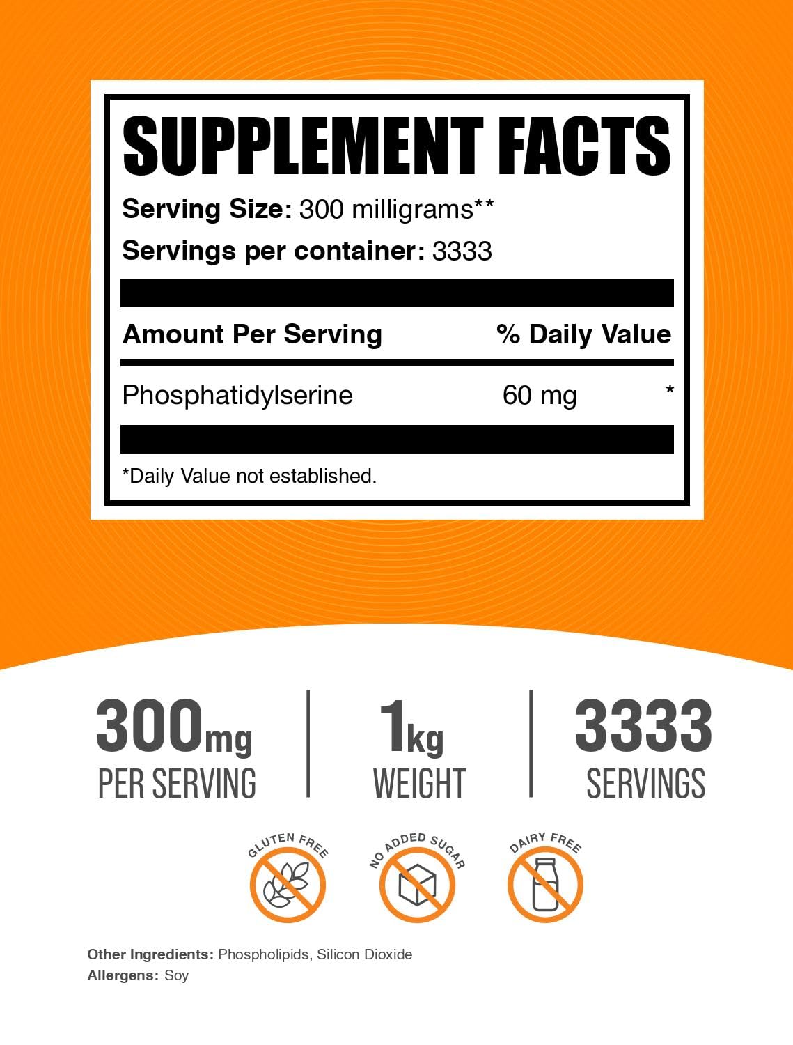 BulkSupplements Phosphatidylserine powder pour demonstrates convenient blending into beverages.