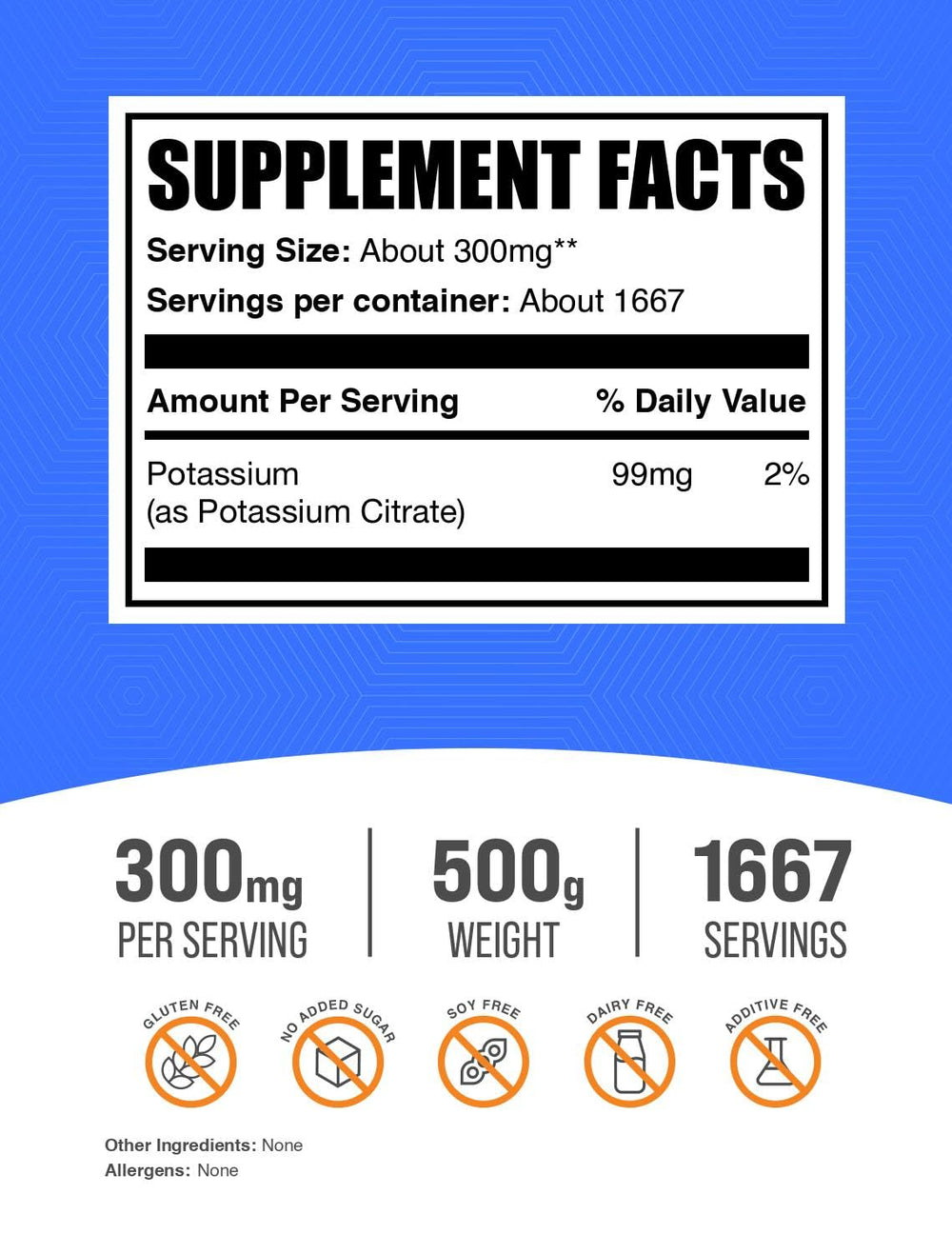 BulkSupplements Potassium Citrate Powder scoop included for precise intake.