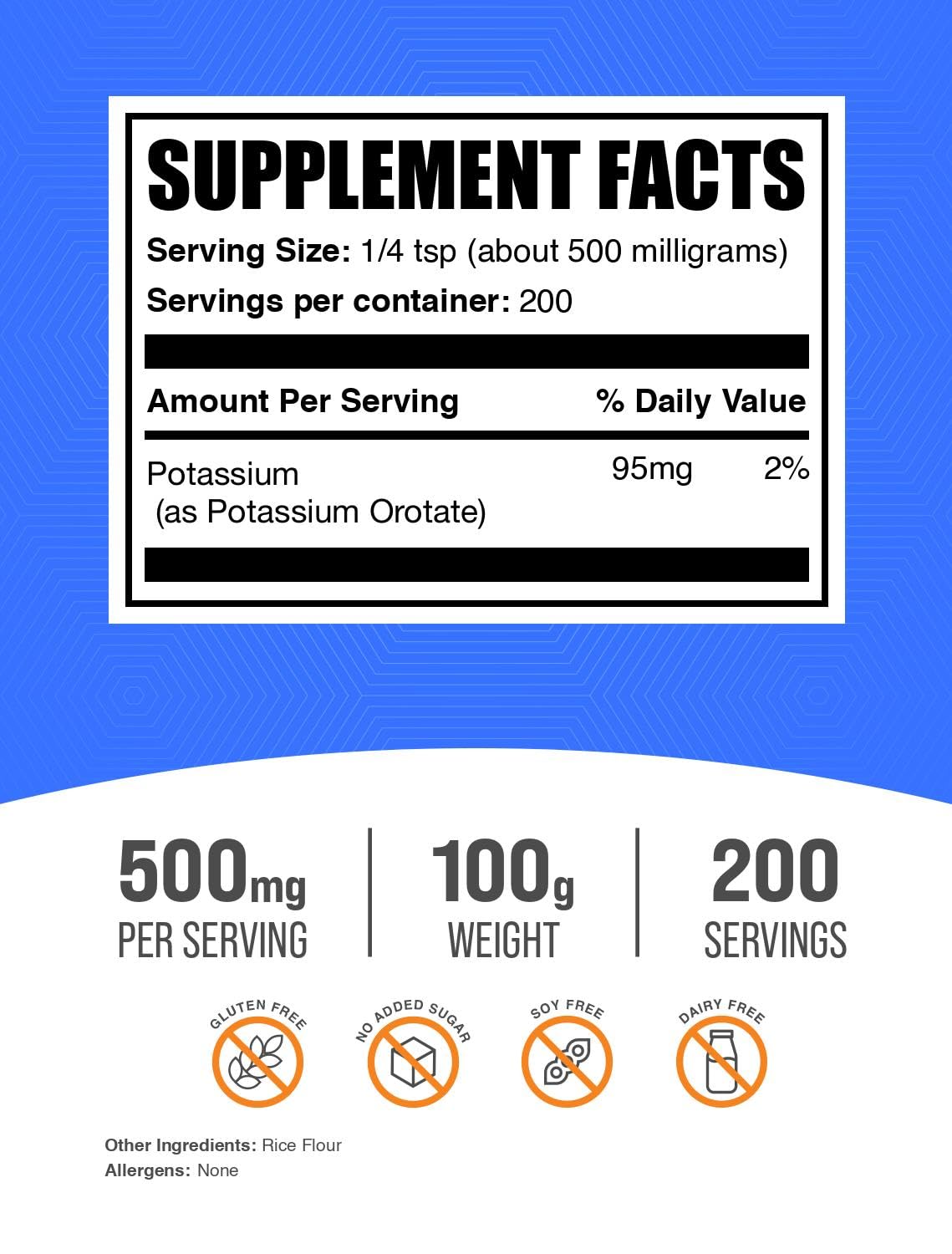 Bulksupplements Potassium Orotate Powder with scoop for easy daily dosing.