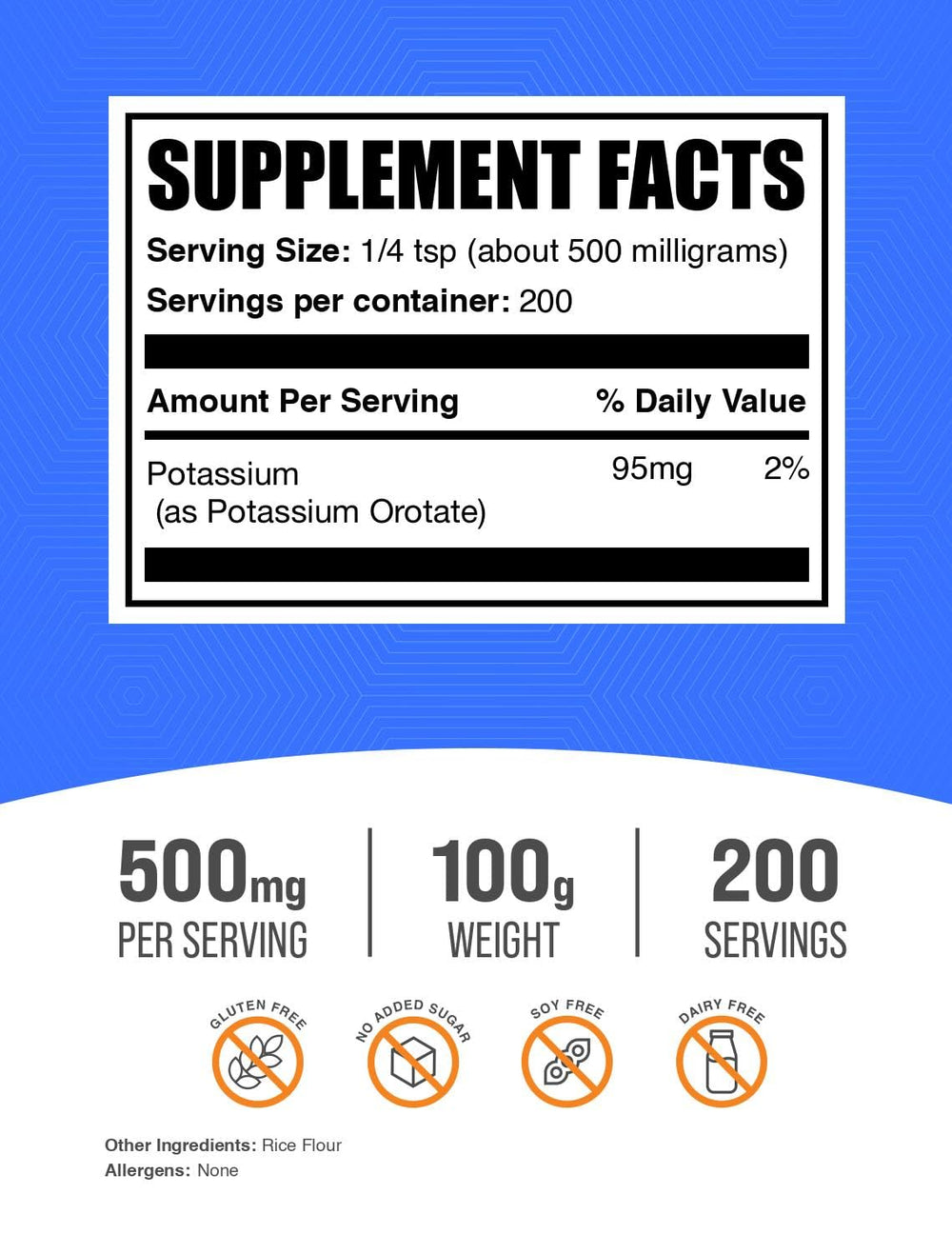 Bulksupplements Potassium Orotate Powder with scoop for easy daily dosing.