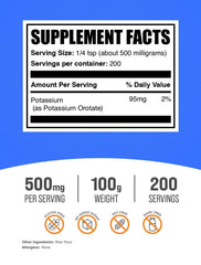 Bulksupplements Potassium Orotate Powder with scoop for easy daily dosing.