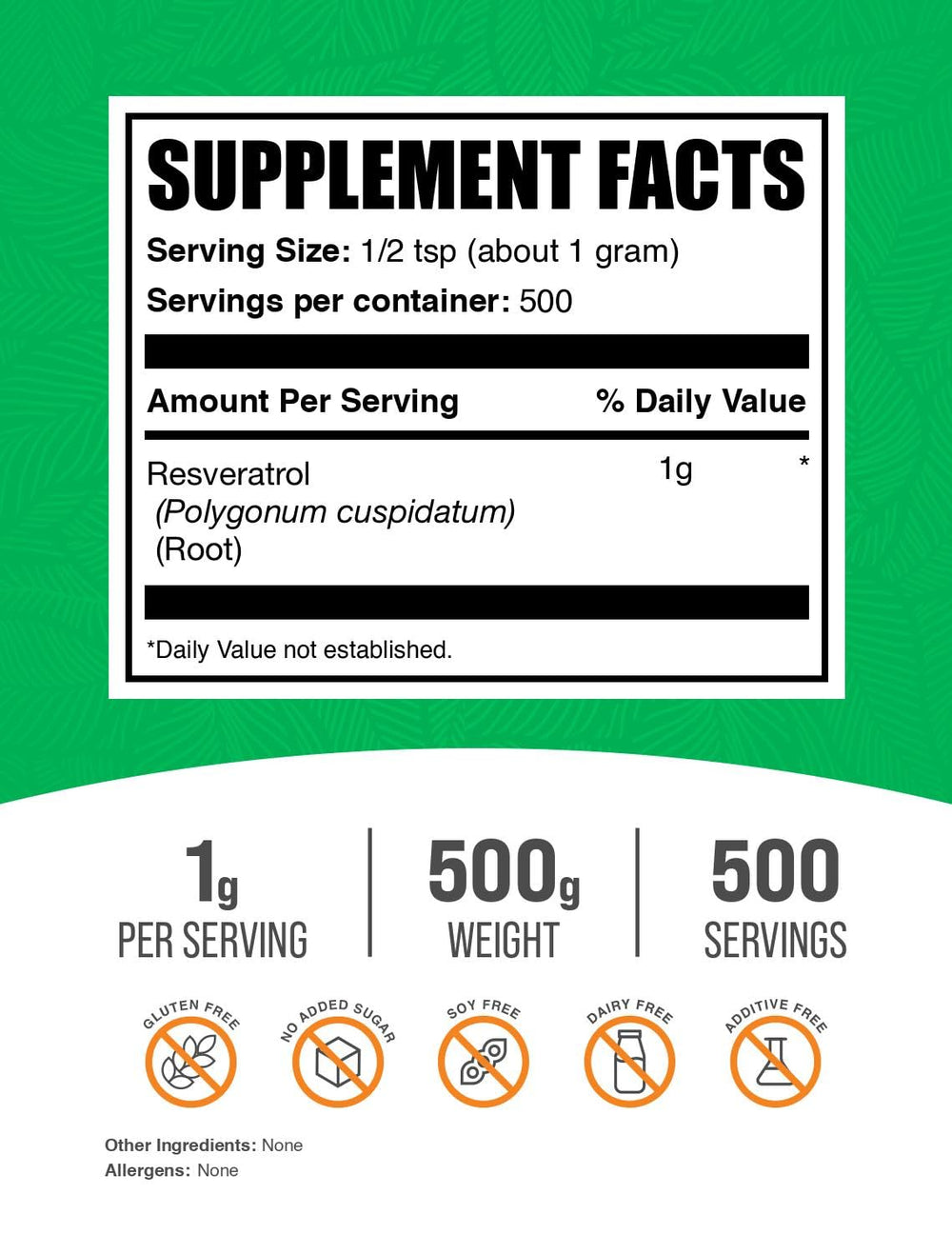 BulkSupplements Resveratrol powder scoop for convenient daily mixing