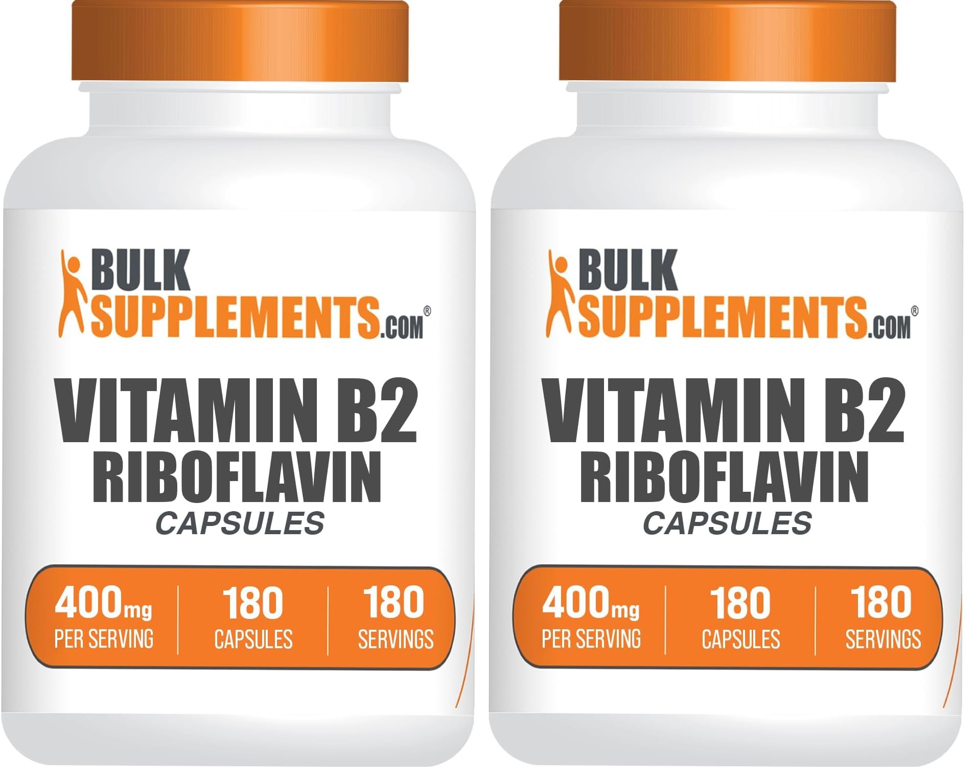 BulkSupplements Riboflavin capsules bottle front view highlighting gluten-free Vitamin B2 for daily wellness