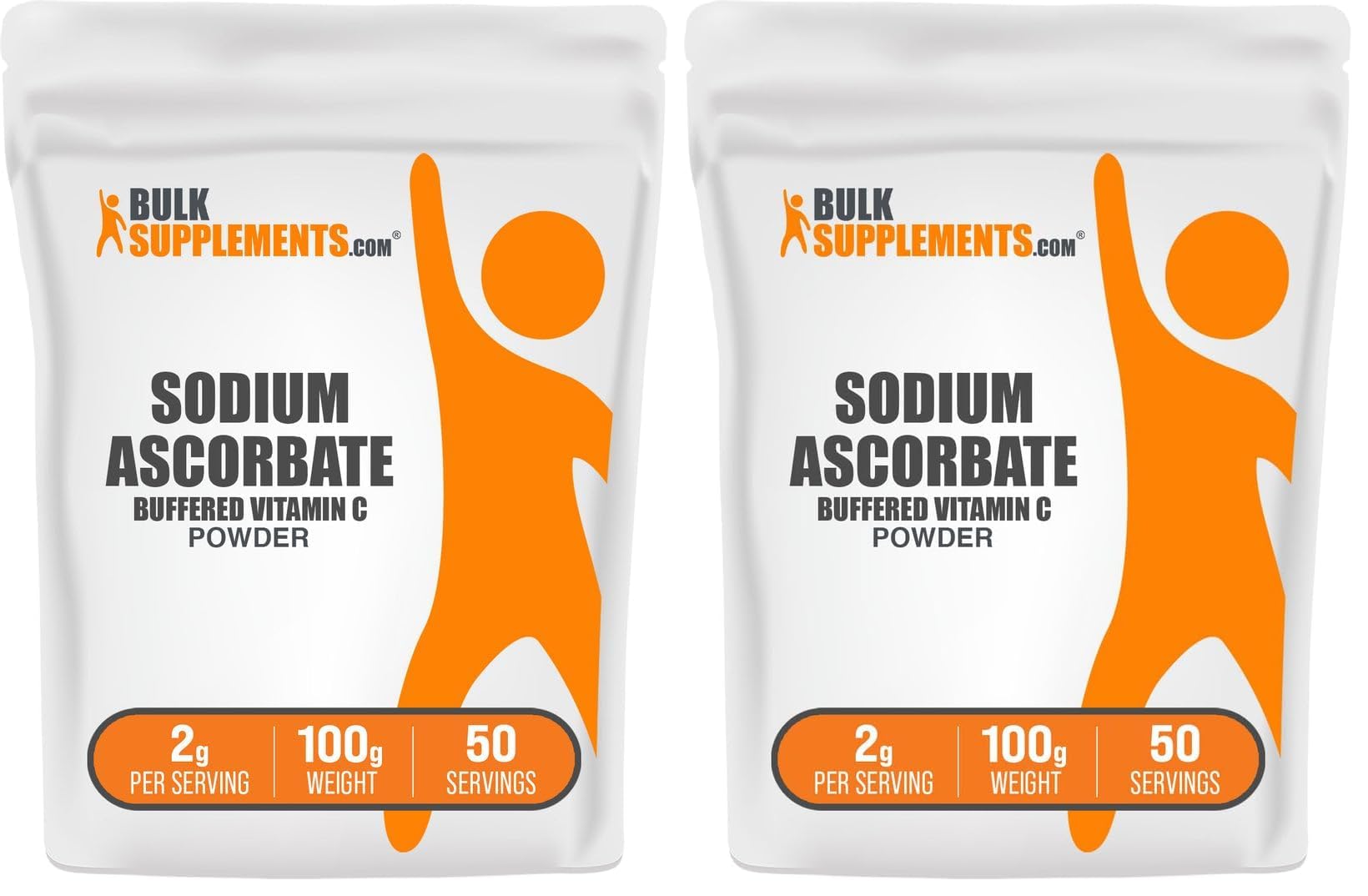 BulkSupplements Sodium Ascorbate powder bottle highlights buffered vitamin C for daily immune support.