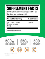 BulkSupplements Tart Cherry Extract Powder pour demonstrates easy mixing into beverages.