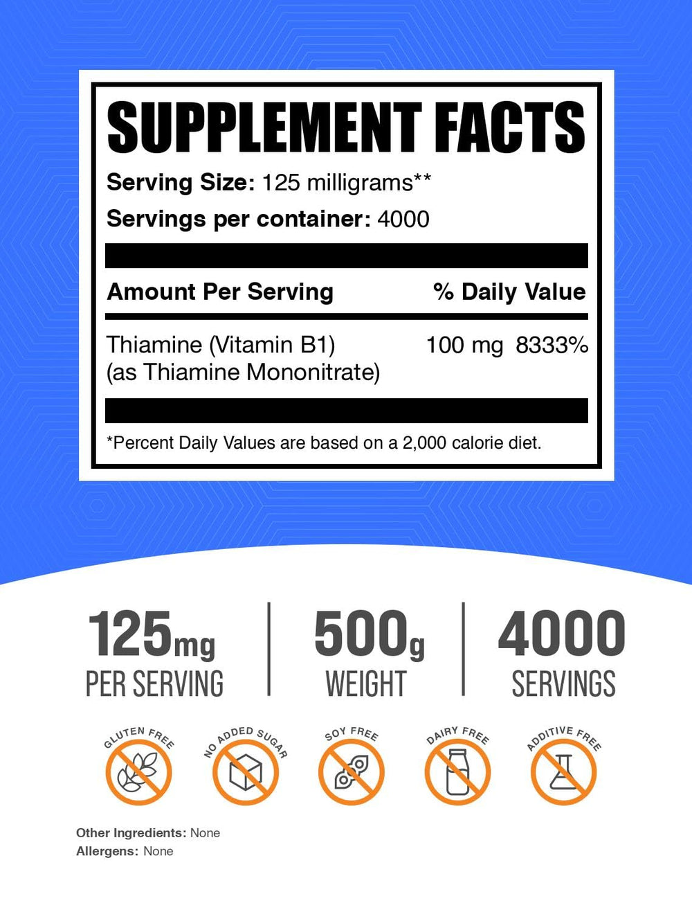 BulkSupplements Thiamine Mononitrate Powder scoop for precise dosing.