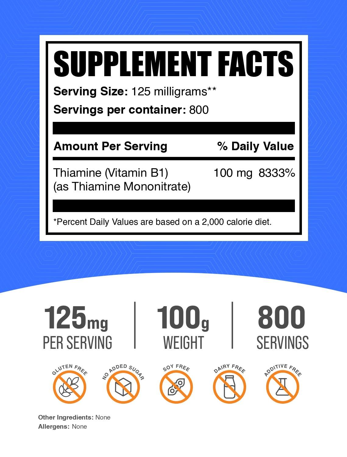 BulkSupplements Thiamine Mononitrate Powder with scoop enables precise, consistent servings.